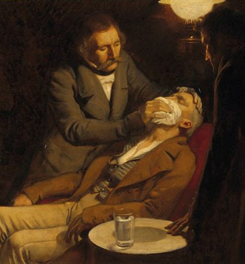 V0018140 The first use of ether in dental surgery, 1846. Oil painting
Credit: Wellcome Library, London. Wellcome Images
images@wellcome.ac.uk
http://images.wellcome.ac.uk
The first use of ether in dental surgery, 1846. Oil painting by Ernest Board.
By: Ernest BoardPublished: -
Copyrighted work available under Creative Commons by-nc 2.0 UK, see http://images.wellcome.ac.uk/indexplus/page/Prices.html